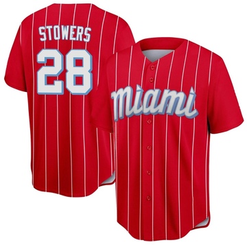 Men's Miami Marlins Kyle Stowers Red 2021 City Connect Jersey - Replica