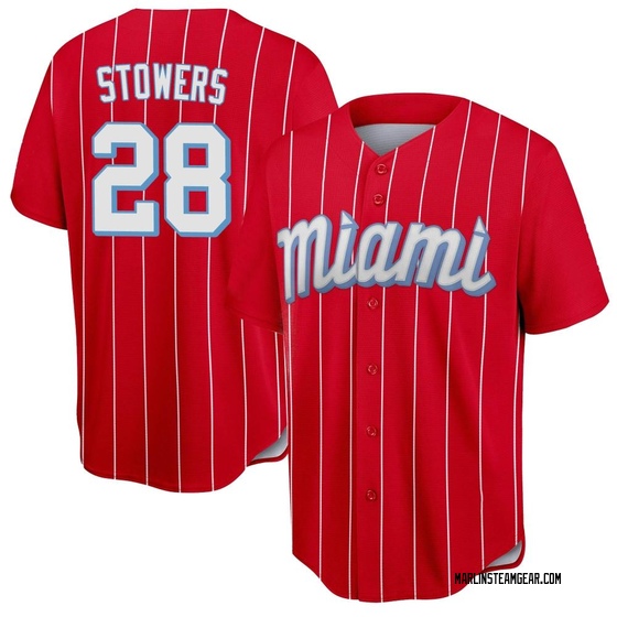Men's Miami Marlins Kyle Stowers Red 2021 City Connect Jersey - Replica