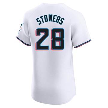 Men's Miami Marlins Kyle Stowers White Home Jersey - Elite