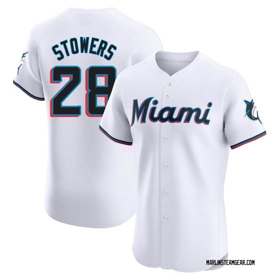 Men's Miami Marlins Kyle Stowers White Home Jersey - Elite