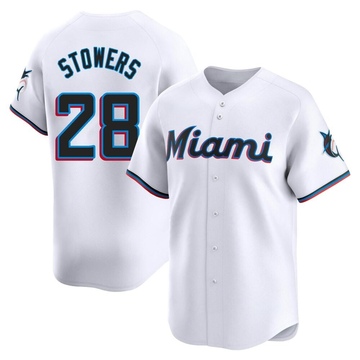 Men's Miami Marlins Kyle Stowers White Home Jersey - Limited