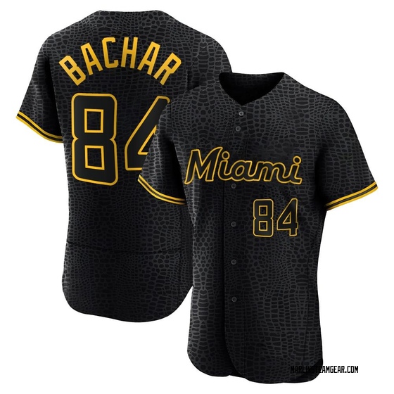 Men's Miami Marlins Lake Bachar Black Snake Skin City Jersey - Authentic