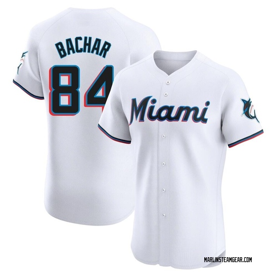 Men's Miami Marlins Lake Bachar White Home Jersey - Elite
