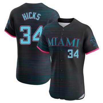 Men's Miami Marlins Liam Hicks Black 2025 City Connect Jersey - Elite