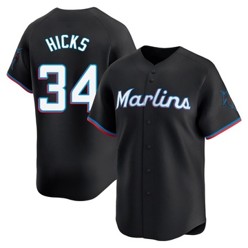 Men's Miami Marlins Liam Hicks Black Alternate Jersey - Limited