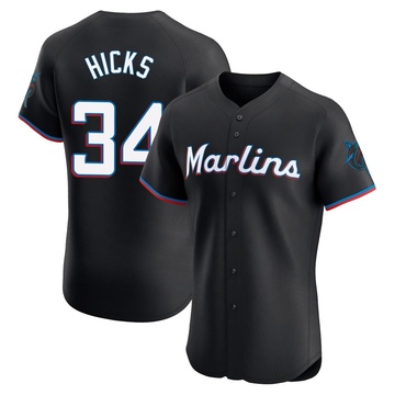 Men's Miami Marlins Liam Hicks Black Alternate Vapor Premier Jersey - Elite