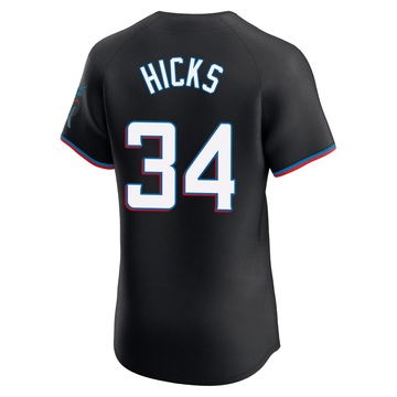 Men's Miami Marlins Liam Hicks Black Alternate Vapor Premier Jersey - Elite