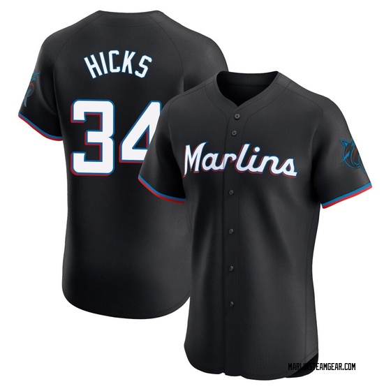 Men's Miami Marlins Liam Hicks Black Alternate Vapor Premier Jersey - Elite