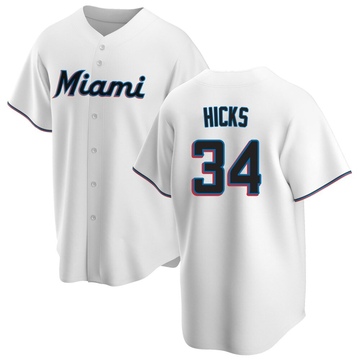 Men's Miami Marlins Liam Hicks White Home Jersey - Replica