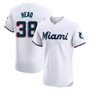 Men's Miami Marlins Louis Head White Home Jersey - Elite