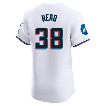 Men's Miami Marlins Louis Head White Home Patch Jersey - Elite
