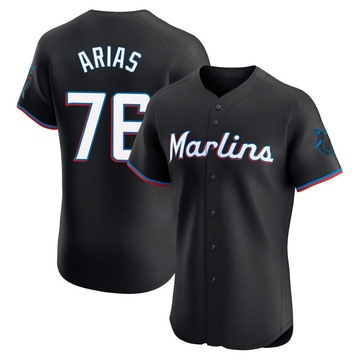 Men's Miami Marlins Luarbert Arias Black Alternate Vapor Premier Jersey - Elite