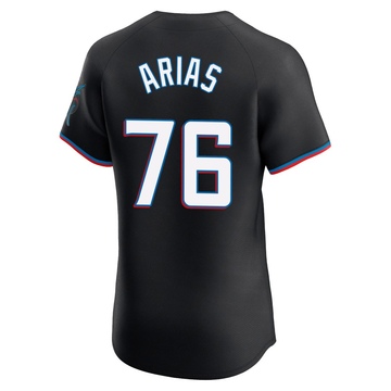 Men's Miami Marlins Luarbert Arias Black Alternate Vapor Premier Jersey - Elite