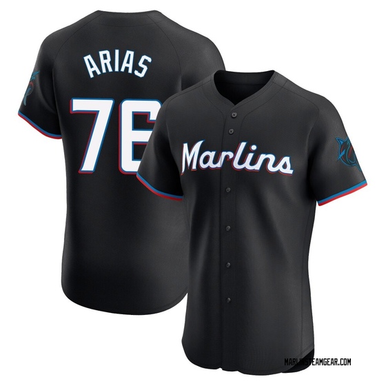 Men's Miami Marlins Luarbert Arias Black Alternate Vapor Premier Jersey - Elite