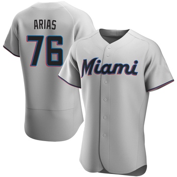 Men's Miami Marlins Luarbert Arias Gray Road Jersey - Authentic
