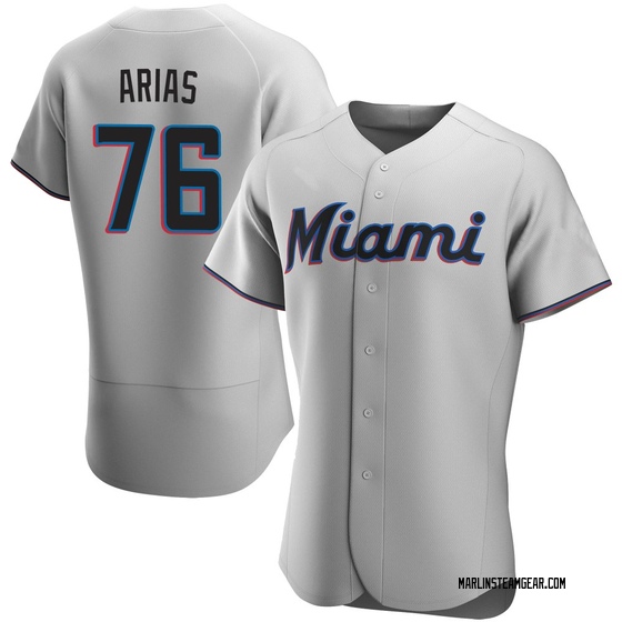 Men's Miami Marlins Luarbert Arias Gray Road Jersey - Authentic