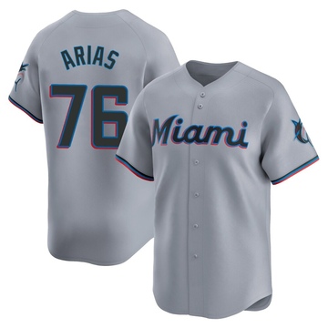 Men's Miami Marlins Luarbert Arias Gray Road Jersey - Limited