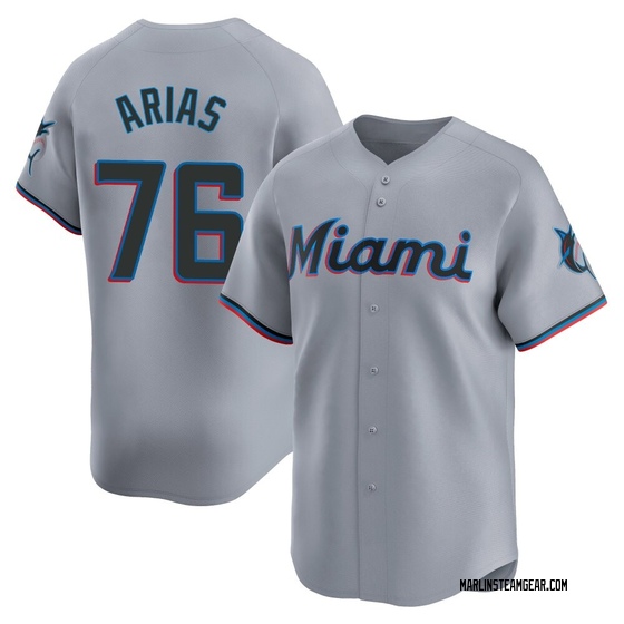 Men's Miami Marlins Luarbert Arias Gray Road Jersey - Limited