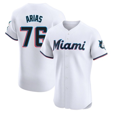 Men's Miami Marlins Luarbert Arias White Home Jersey - Elite