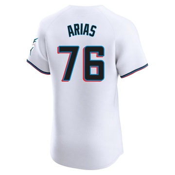 Men's Miami Marlins Luarbert Arias White Home Jersey - Elite