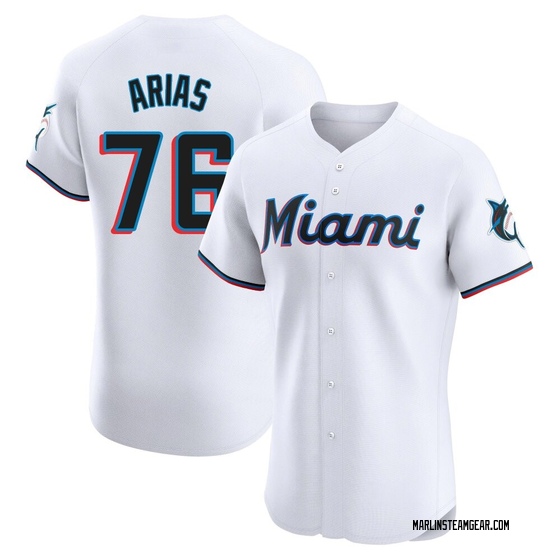 Men's Miami Marlins Luarbert Arias White Home Jersey - Elite