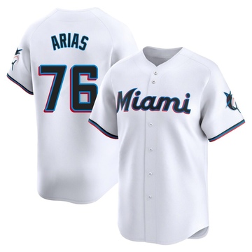 Men's Miami Marlins Luarbert Arias White Home Jersey - Limited