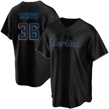 Men's Miami Marlins Matt Mervis Black Alternate Jersey - Replica