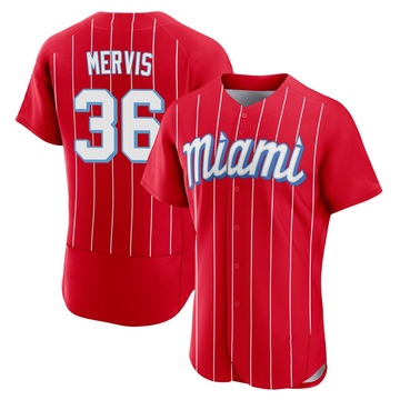 Men's Miami Marlins Matt Mervis Red 2021 City Connect Jersey - Authentic