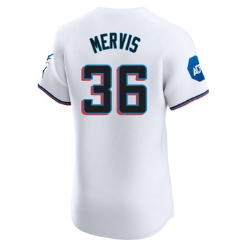 Men's Miami Marlins Matt Mervis White Home Patch Jersey - Elite