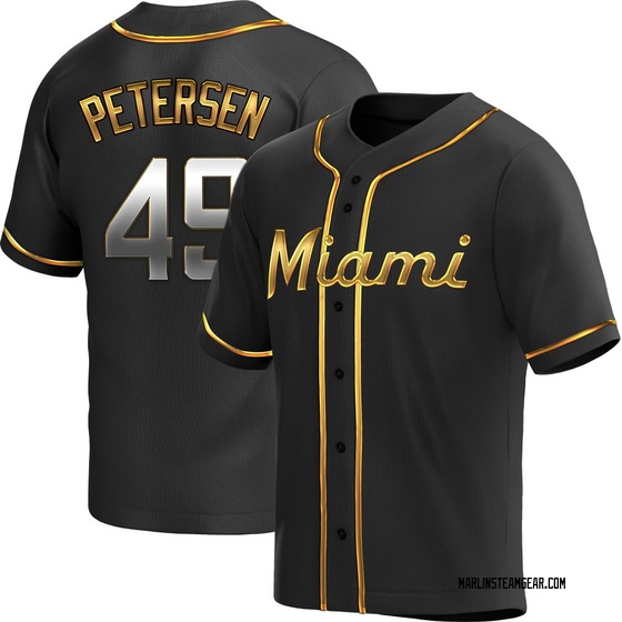 Men's Miami Marlins Michael Petersen Black Golden Alternate Jersey - Replica