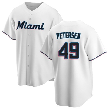 Men's Miami Marlins Michael Petersen White Home Jersey - Replica