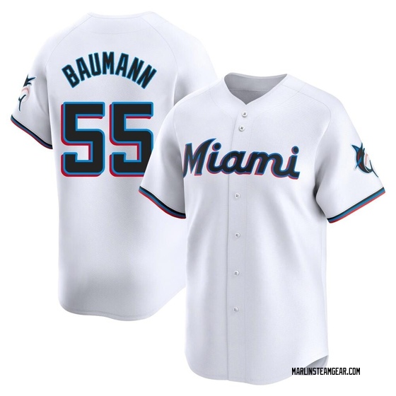 Men's Miami Marlins Mike Baumann White Home Jersey - Limited