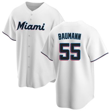 Men's Miami Marlins Mike Baumann White Home Jersey - Replica