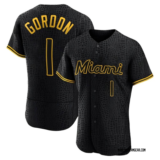 Men's Miami Marlins Nick Gordon Black Snake Skin City Jersey - Authentic