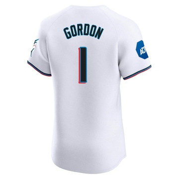 Men's Miami Marlins Nick Gordon White Home Patch Jersey - Elite