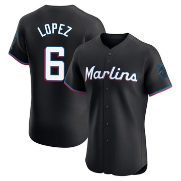 Men's Miami Marlins Otto Lopez Black Alternate Vapor Premier Jersey - Elite