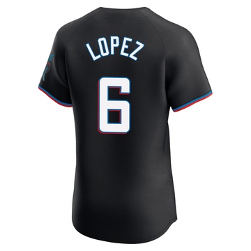 Men's Miami Marlins Otto Lopez Black Alternate Vapor Premier Jersey - Elite