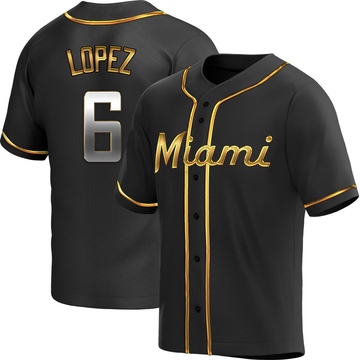 Men's Miami Marlins Otto Lopez Black Golden Alternate Jersey - Replica
