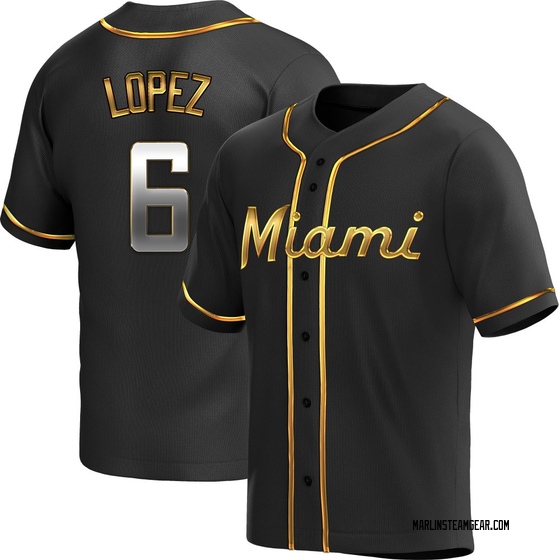 Men's Miami Marlins Otto Lopez Black Golden Alternate Jersey - Replica