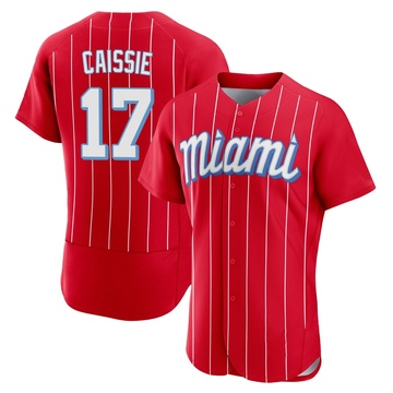 Men's Miami Marlins Owen Caissie Red 2021 City Connect Jersey - Authentic