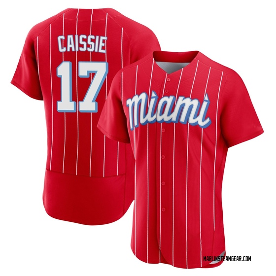 Men's Miami Marlins Owen Caissie Red 2021 City Connect Jersey - Authentic