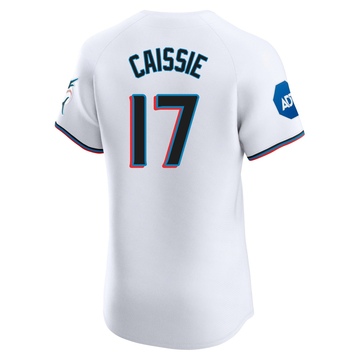 Men's Miami Marlins Owen Caissie White Home Patch Jersey - Elite
