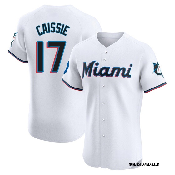 Men's Miami Marlins Owen Caissie White Home Patch Jersey - Elite