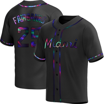 Men's Miami Marlins Pete Fairbanks Black Holographic Alternate Jersey - Replica