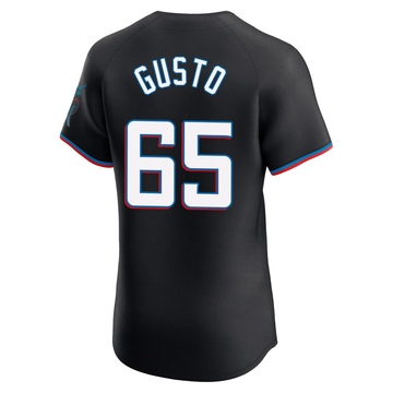 Men's Miami Marlins Ryan Gusto Black Alternate Vapor Premier Jersey - Elite