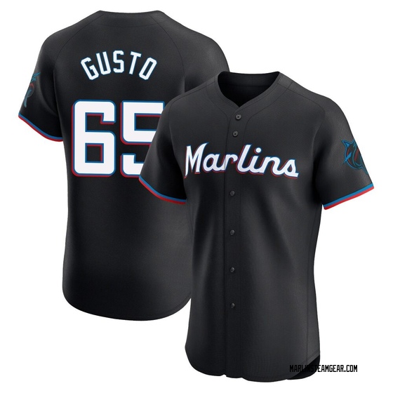 Men's Miami Marlins Ryan Gusto Black Alternate Vapor Premier Jersey - Elite