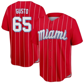Men's Miami Marlins Ryan Gusto Red 2021 City Connect Jersey - Replica