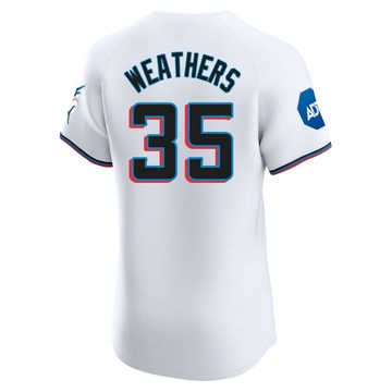 Men's Miami Marlins Ryan Weathers White Home Patch Jersey - Elite