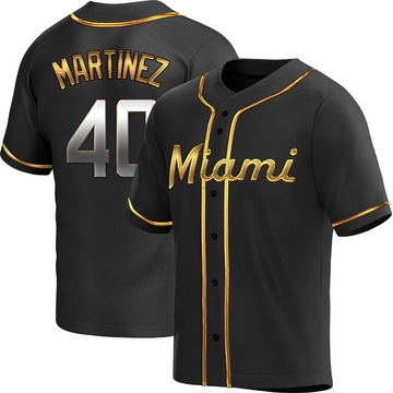 Men's Miami Marlins Seth Martinez Black Golden Alternate Jersey - Replica
