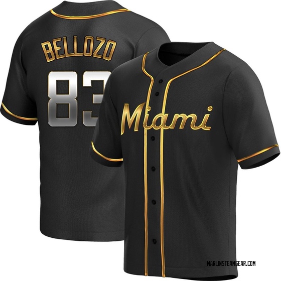 Men's Miami Marlins Valente Bellozo Black Golden Alternate Jersey - Replica